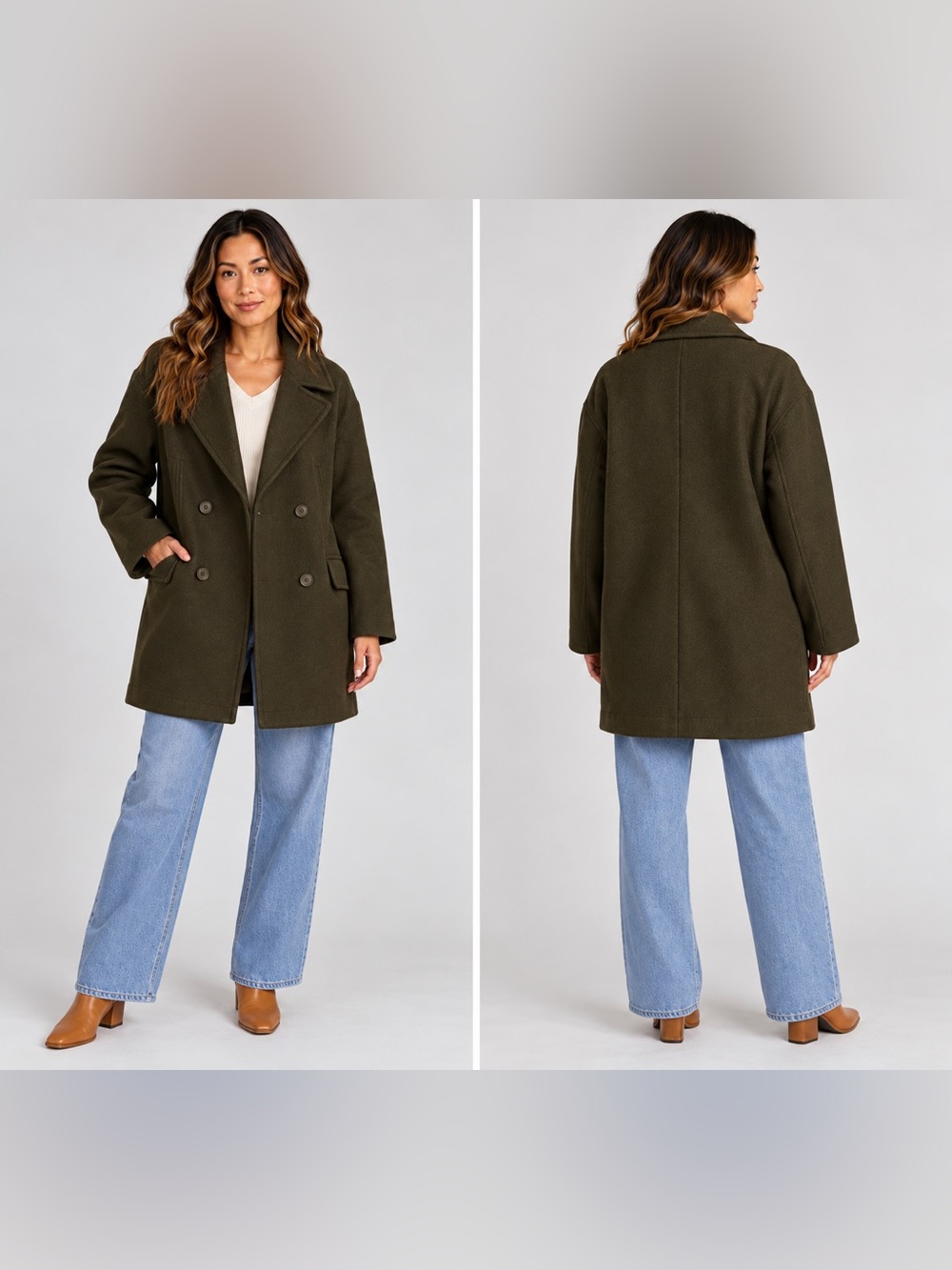 Vince Camuto Olive‎ Wool blend pea Coat size XL